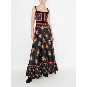 NWT Paco Rabanne Firework Sleeveless Flared Maxi Dress Black Size 40